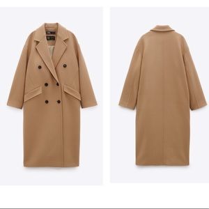 NWT Oversized Zara Manteco Wool Coat in Camel